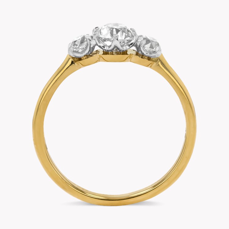 Old Cut 1.00ct Diamond Three Stone Ring Old European Cut, Claw Set_3