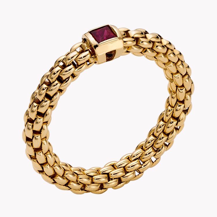 Fope Souls Flex-It Ring with a Ruby Square Cut, Rubover Set_1