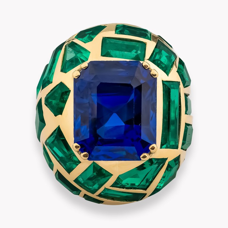 Suzanne Belperron Octagonal Cut 12.543ct Sapphire and Emerald BombÈ Ring Octagonal Cut, Claw Set_2