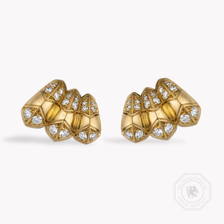Origins Large Diamond Set Cuff Earrings    in 18ct Yellow Gold