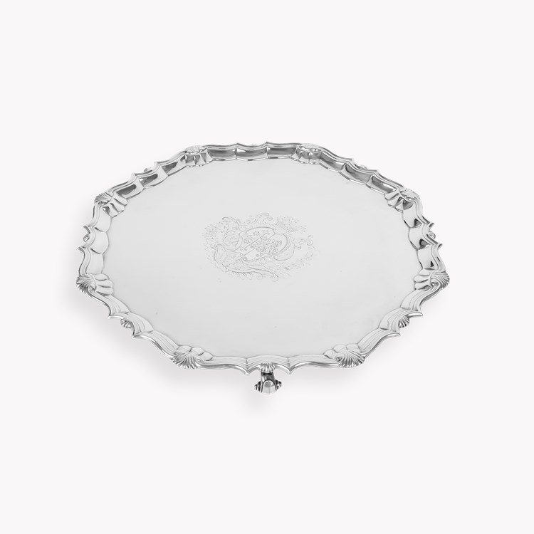 Silver George II Engraved Footed Salver _1