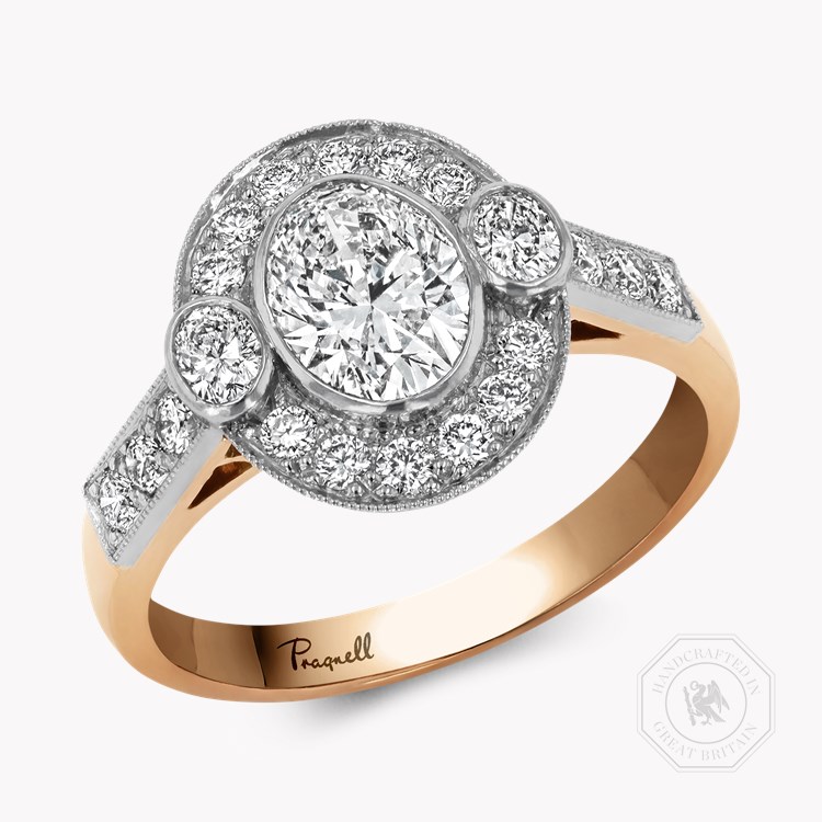 Oval Cut 0.96ct Diamond Cluster Ring Oval Cut, Millegrain Set_1
