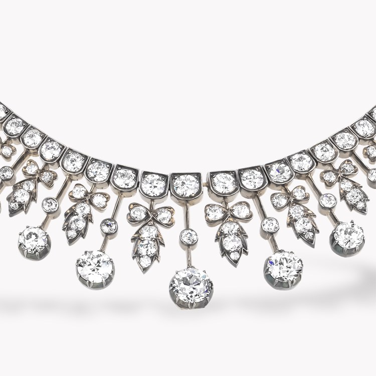 Old European Cut Diamond Fringe Necklace Old European Cut, Claw Set_2