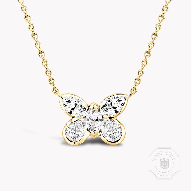 Butterfly Diamond Pendant Pear and Marquise Cut, Rubover Set_1