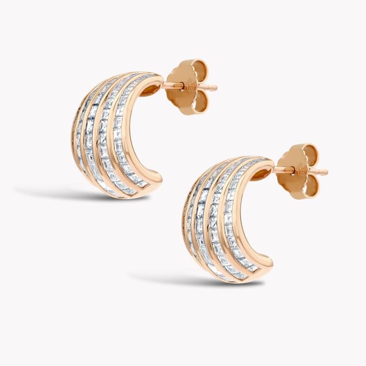 Manhattan Classic Huggie Earrings  2.60ct in Rose Gold Carré & French Cut, Channel Set_2