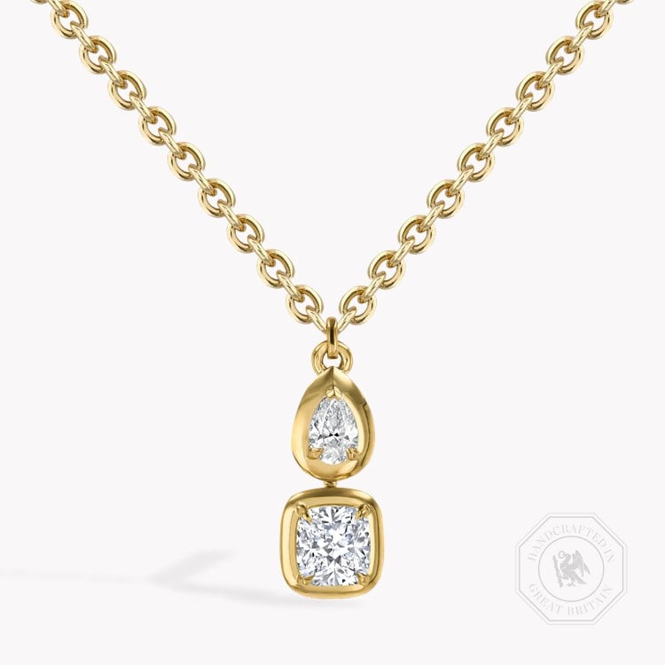 Skimming Stone Cushion Cut and Pear Shaped Diamond Pendant Cushion Cut & Pear Shaped, Claw Set_1