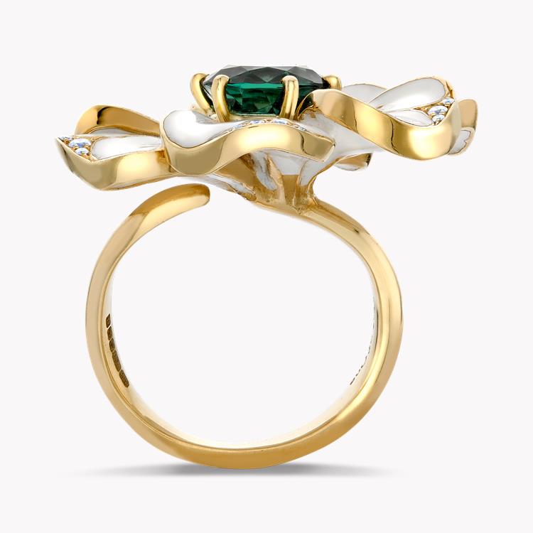 Wildflower Indicolite Tourmaline Cocktail Ring 3.89CT in Yellow Gold Brilliant cut, Claw set_3