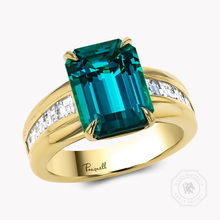 Masterpiece Manhattan 4.45ct Namibian Indicolite Tourmaline Ring     in 18ct Yellow Gold