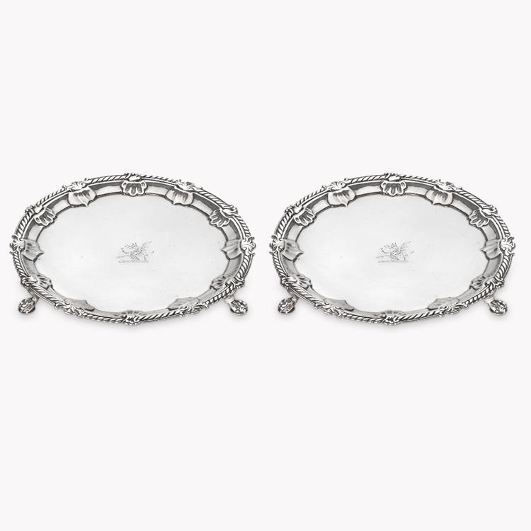 Silver George II Pair of Salvers Hallmarked London_1