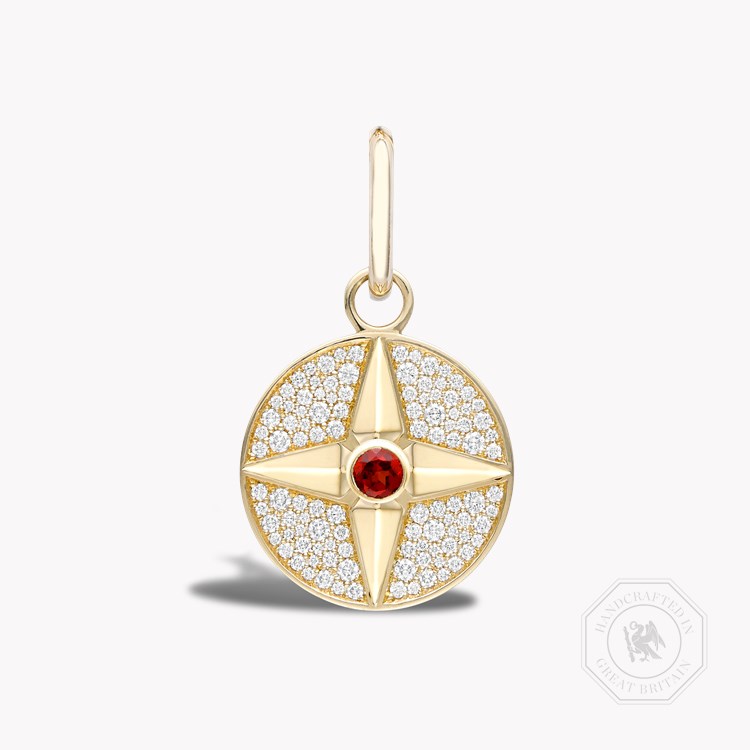 Garnet (January) and Diamond Pendant Charm Brilliant Cut Rubover & Claw Set_1