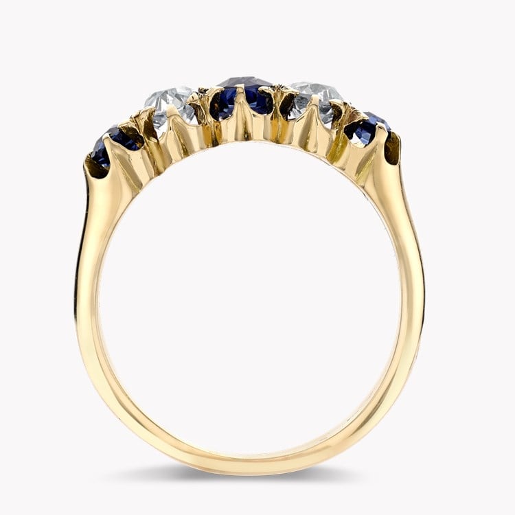 Victorian Sapphire & Diamond Five Stone Ring Brilliant & Old Cut, Claw Set_3