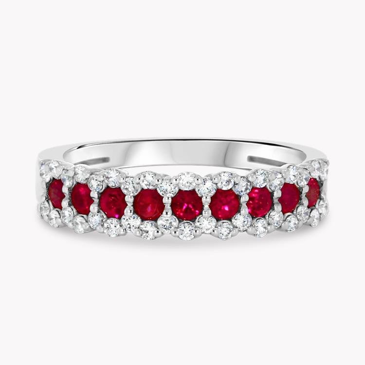 Ruby and Diamond Eternity Ring 0.86CT in 18CT White Gold Brilliant Cut, Half Eternity, Claw Set_1