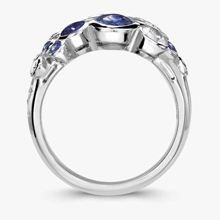 Bubbles Blue Sapphire and Diamond Dress Ring Brilliant Cut. Rubover Set_3