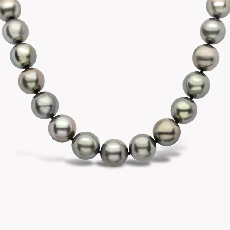 Tahitian Pearl Necklace 9 - 10mm Silk Knotted Row with White Gold Clasp_1