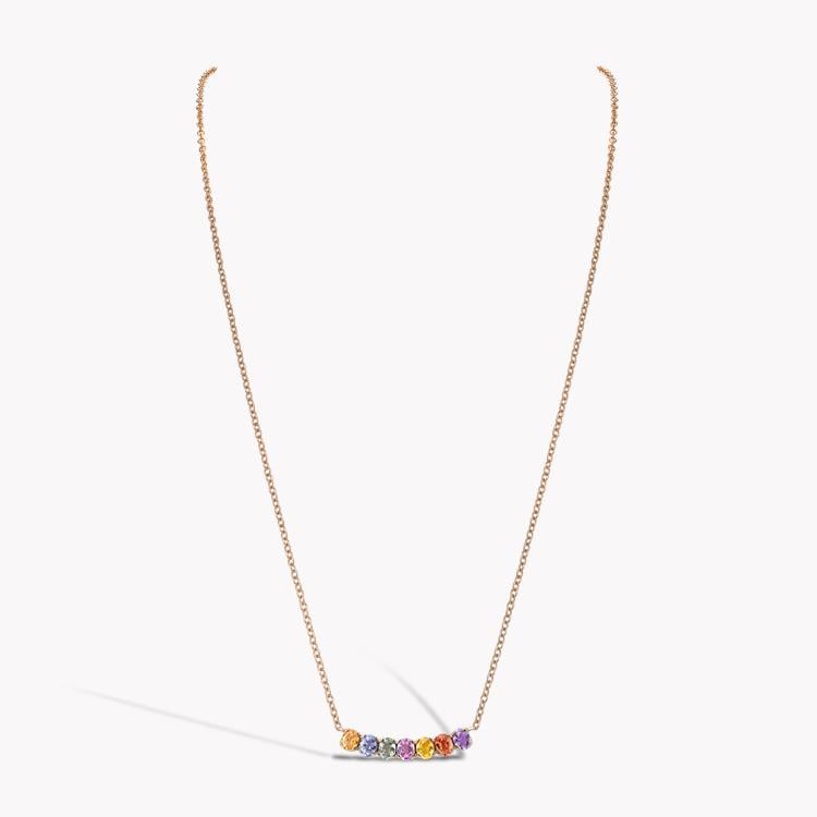 Rainbow Fancy Sapphire Line Pendant Oval Cut, Claw Set_2