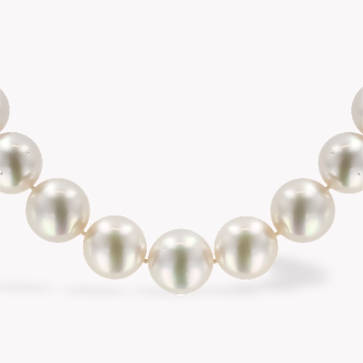 South Sea Pearl Necklace Brilliant cut Diamond Rubover Set Twist Ball Clasp_2