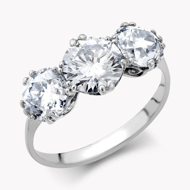 Three Stone Diamond Ring 2.70CT in White Gold Brilliant cut, Claw set_1
