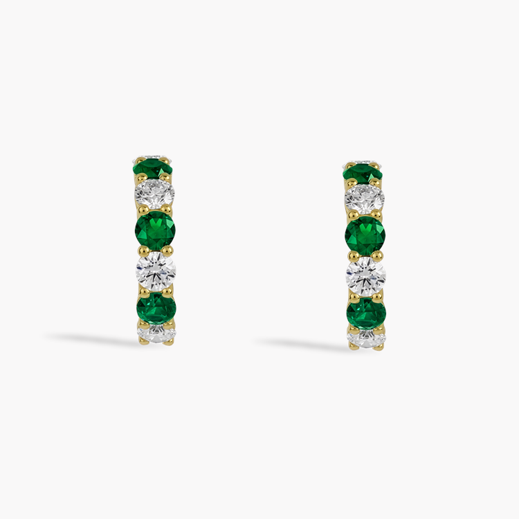 Brilliant Cut 2.89ct Diamond and Emerald Hoop Earrings Brilliant cut, Claw set_2