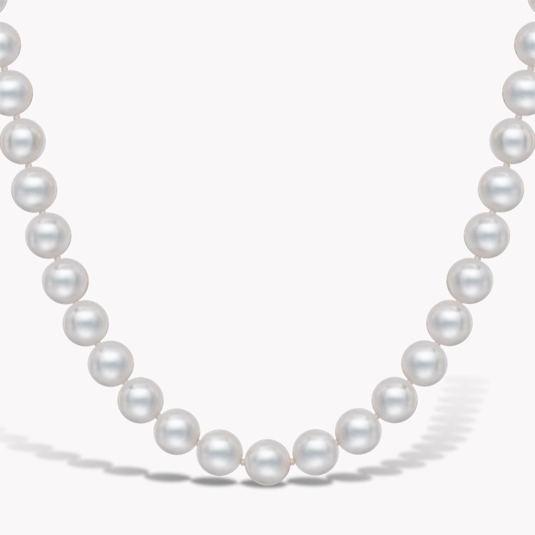 Akoya Pearl Necklace Silk Knotted Row with White Gold Clasp_2