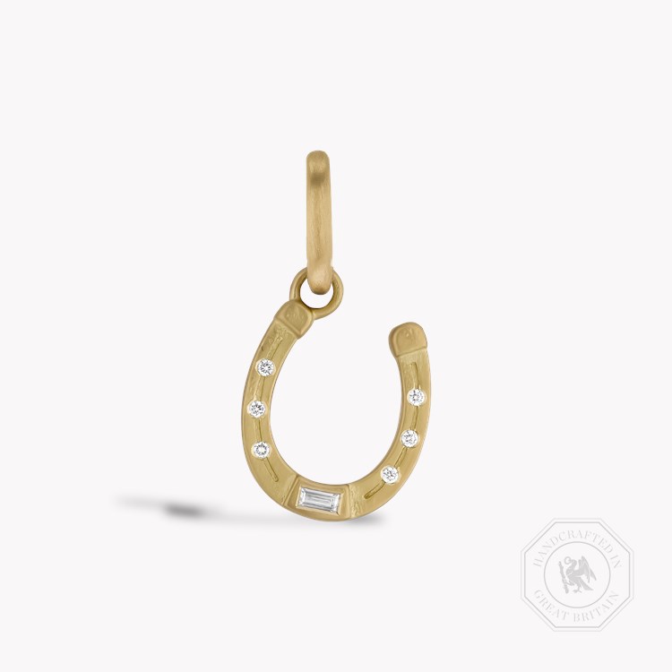 Emerald and Brilliant Cut Diamond Horseshoe Charm Emerald and Brilliant Cut, Rubover Set_1