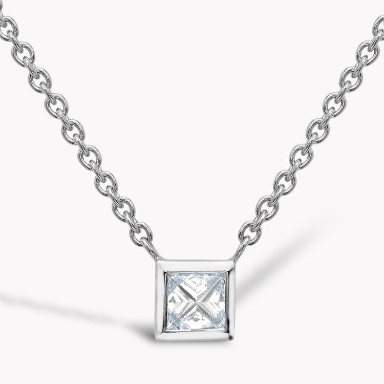 RockChic Diamond Solitaire Pendant 0.35CT in White Gold Princess Cut, Rubover Set_1