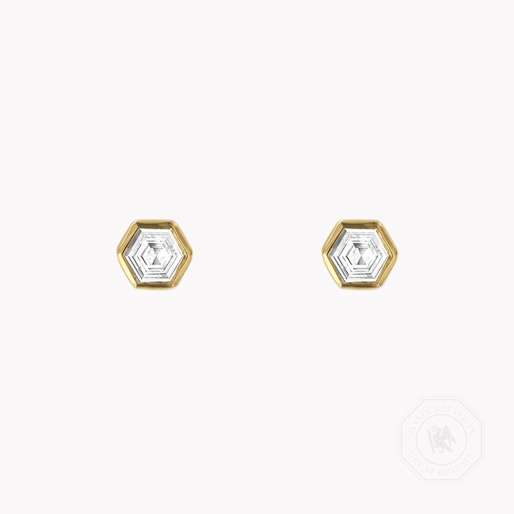 Honeycomb Diamond Solitaire Earrings   1.06ct in 18ct Yellow Gold