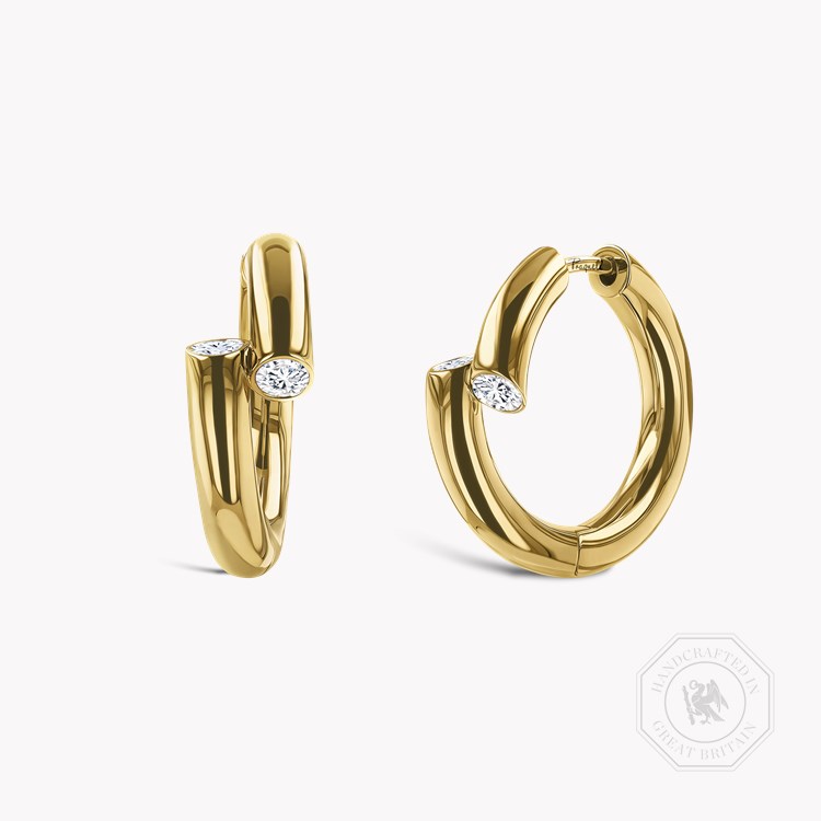 Eclipse 0.17ct Diamond Hoop Earrings   in 18ct Yellow Gold
