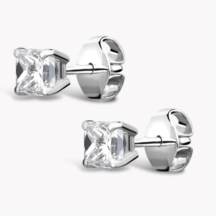 Princess Cut Diamond Stud Earrings 1.00CT in 18CT White Gold Princess Cut, Claw Set_2