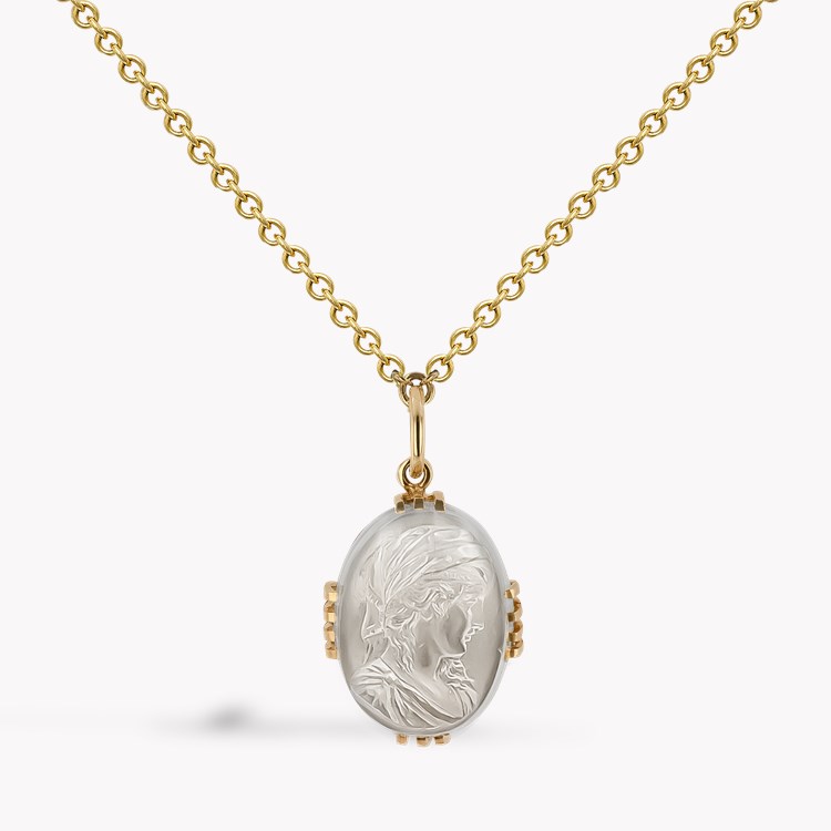 Victorian Moonstone Cameo Classical Bust Pendant Cameo Cut, Claw Set_1