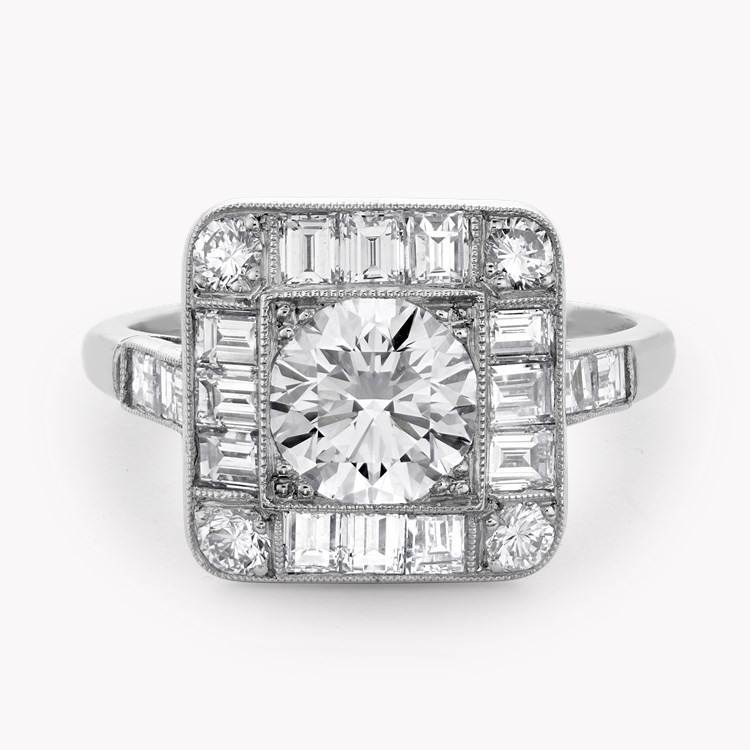 Old Cut 1.26ct Diamond Plaque Ring Old Cut, Millegrain Set_2