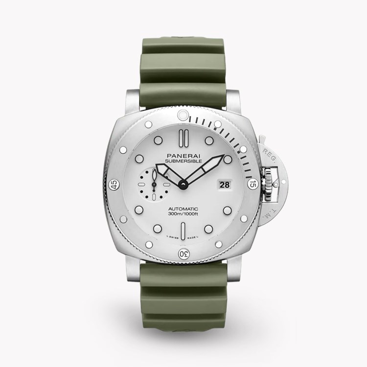 Panerai Submersible QuarantaQuattro Bianco 44mm, White Dial, Baton Numerals_1