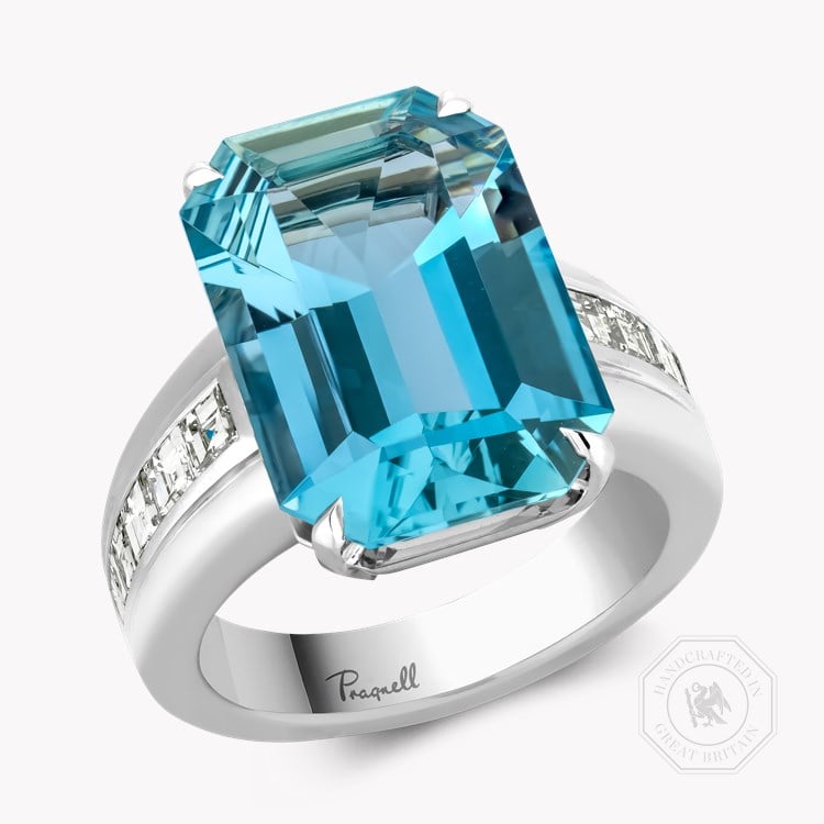 Manhattan 8.62ct Lukusuzi Aquamarine and Diamond Ring Emerald Cut, Claw Set_1
