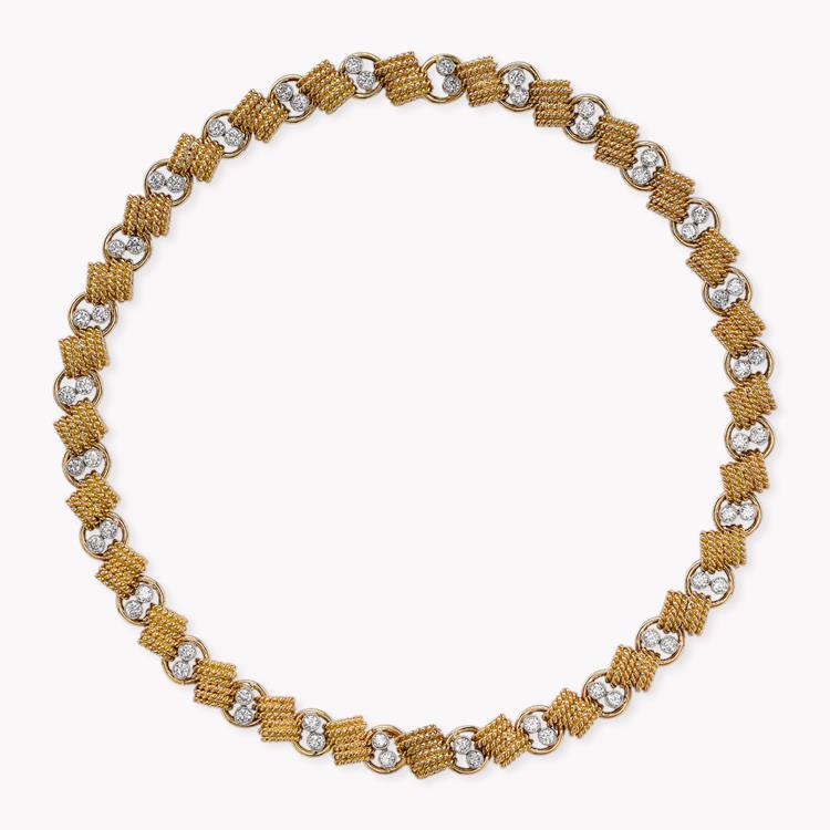 1960s Van Cleef & Arpels Diamond Necklet  in Yellow Gold Brilliant Cut Diamond Necklet, with Gold Links_2
