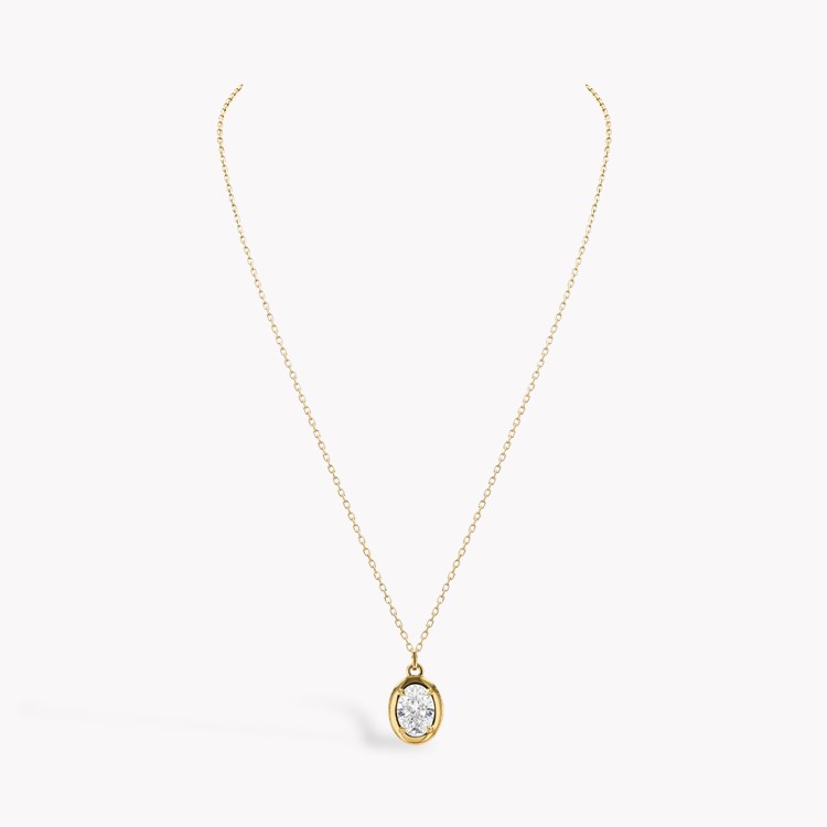 Skimming Stone 1.70ct Diamond Pendant Oval Cut, Claw Set_3