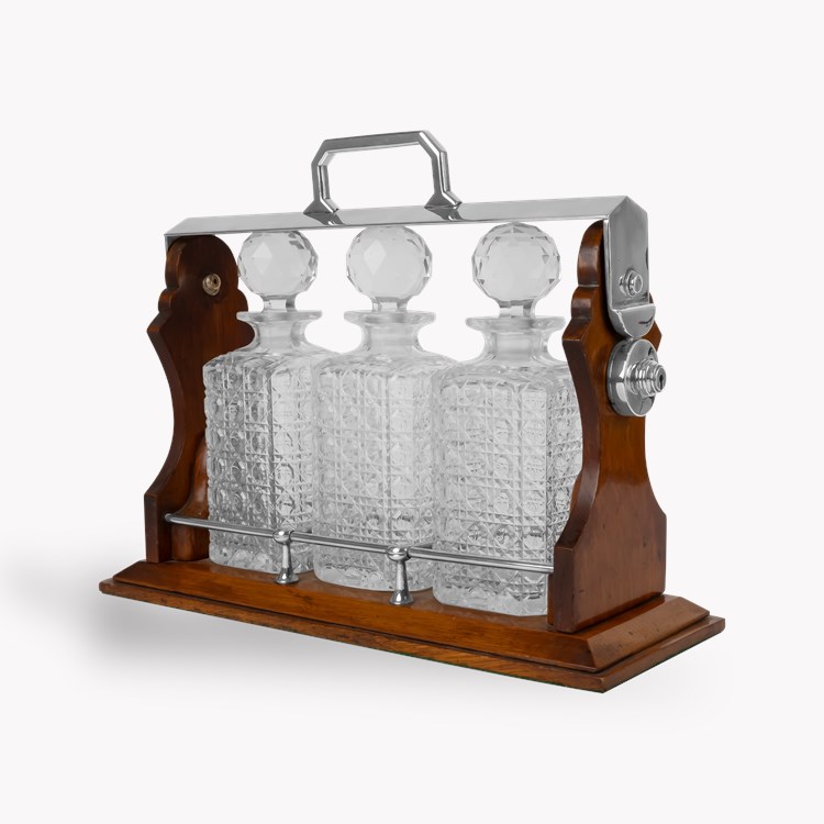 Silver Queen Victoria Three Bottle Decanter Tantalus _2