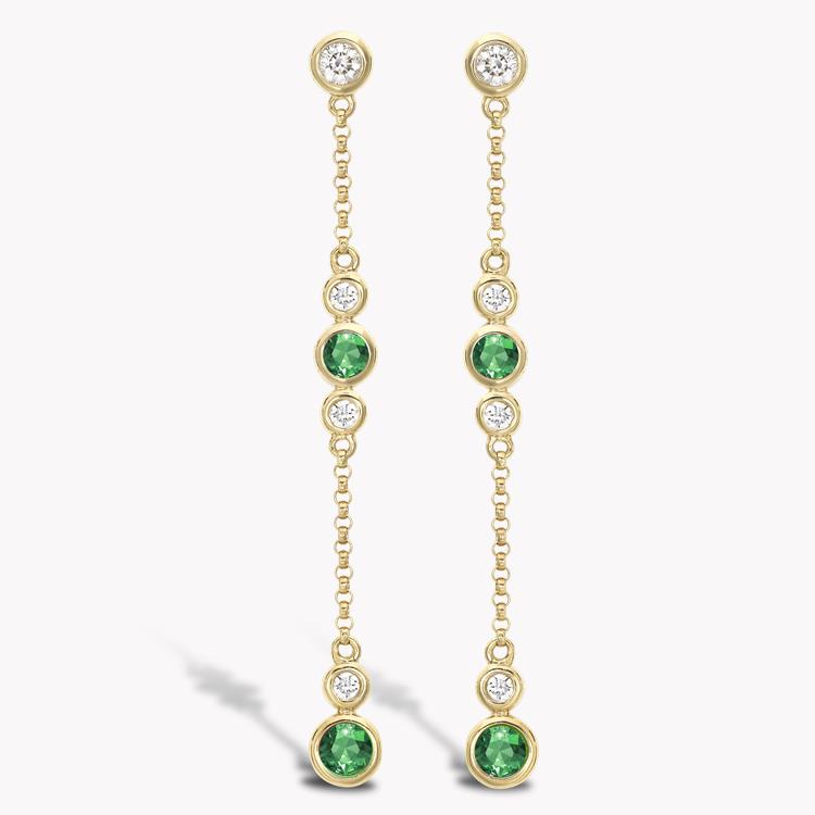 Sundance Emerald and Diamond Drop Earrings 0.66CT in 18CT Yellow Gold Brilliant Cut, Rubover Set_1