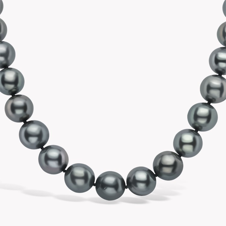 Tahitian Pearl Necklace Silk Knotted Row with White Gold Clasp_2