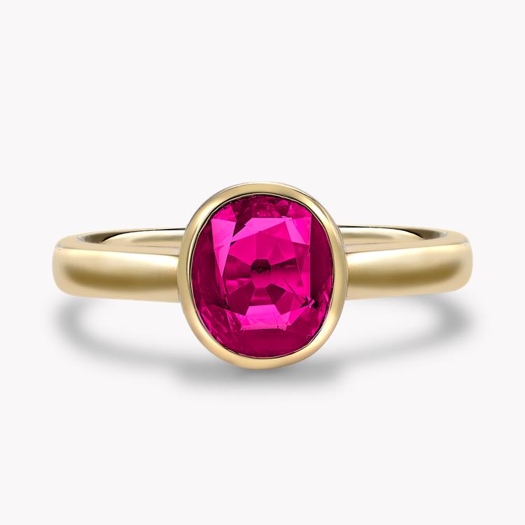Masterpiece Antique Cushion Cut Burmese Ruby Ring 1 71ct In Yellow Gold Pragnell
