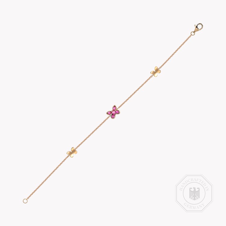 Butterfly Ruby Chain Bracelet 0.74ct in Yellow Gold