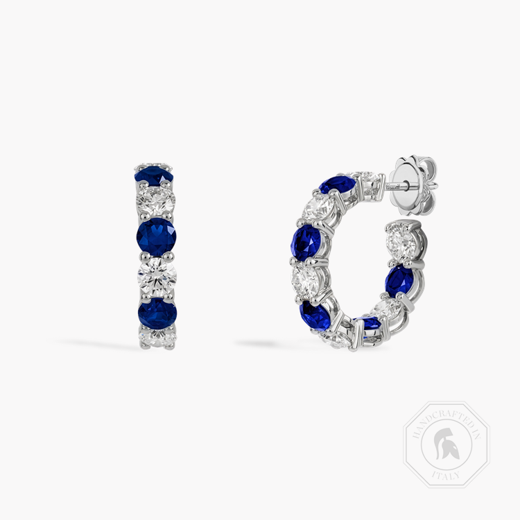 Brilliant Cut 2.89ct Sapphire and Diamond Hoop Earrings Brilliant cut, Claw set_1