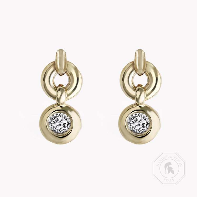 RockChain Two Stone Diamond Drop Earrings Brilliant Cut, Rubover Set_1