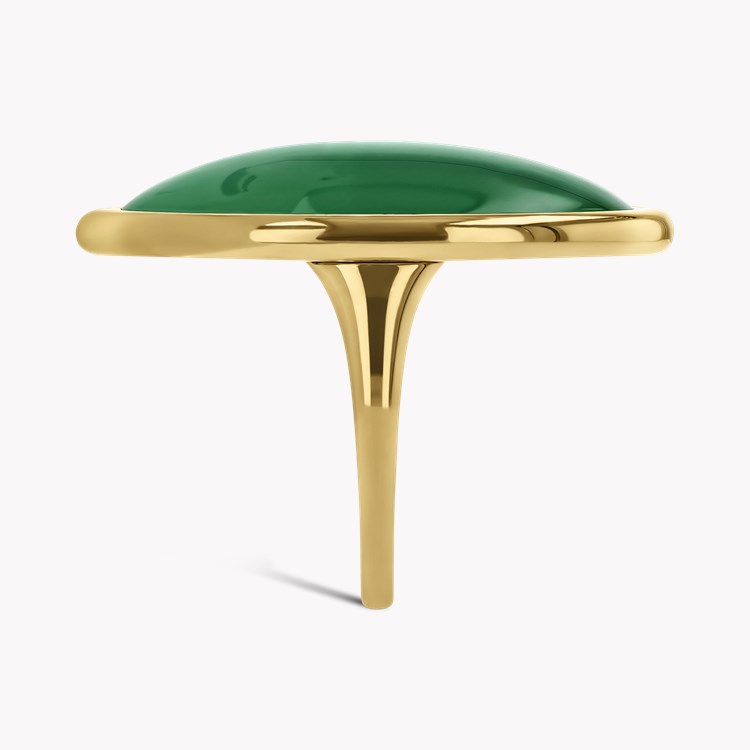 Contemporary Cabochon Cut 19.90ct Jadeite Solitaire Ring Cabochon Cut, Rubover Set_4