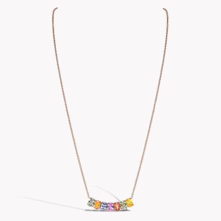 Rainbow Fancy Sapphire Line Pendant Oval Cut, Claw Set_2