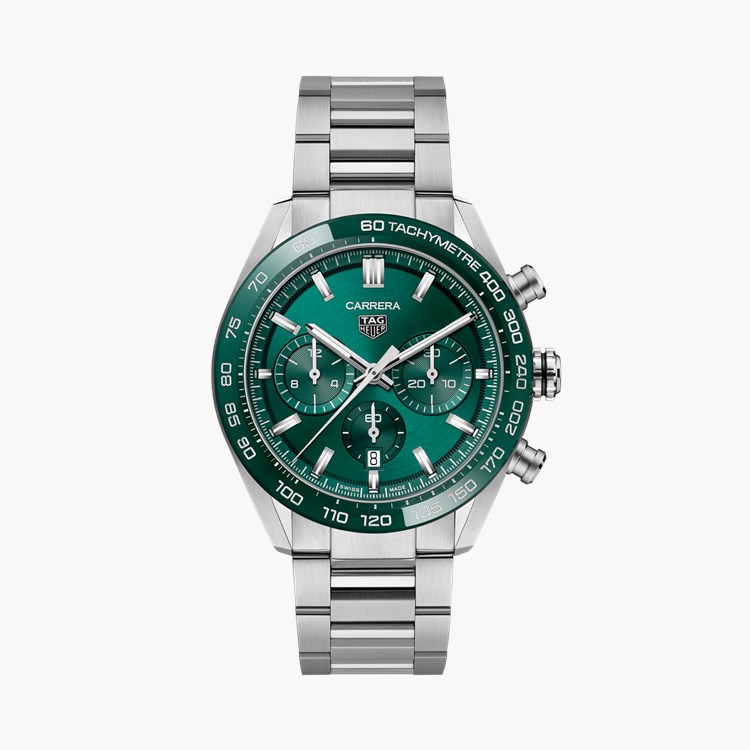 Tag Heuer Carrera Chronograph 44mm, Green Dial, Baton Numerals_1