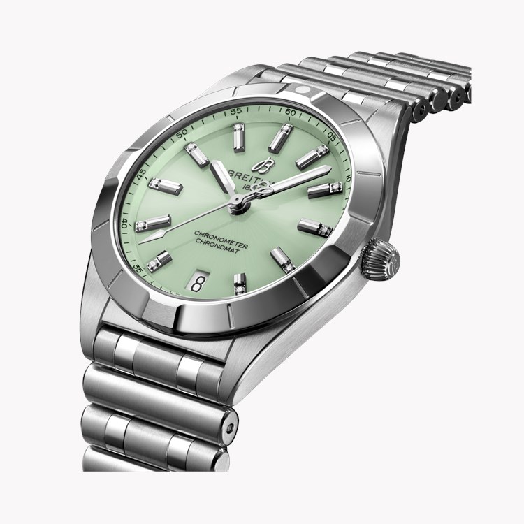 Breitling Chronomat 32 32mm, Mint Green Dial, Baton Numerals_3