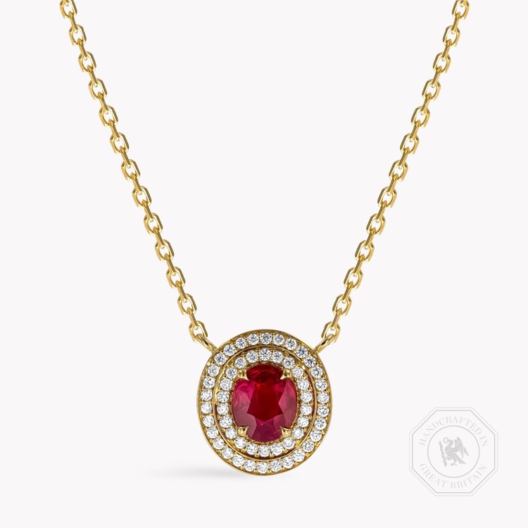 Oval Cut 1.10ct Ruby and Diamond Pendant Oval Cut, Claw Set_1