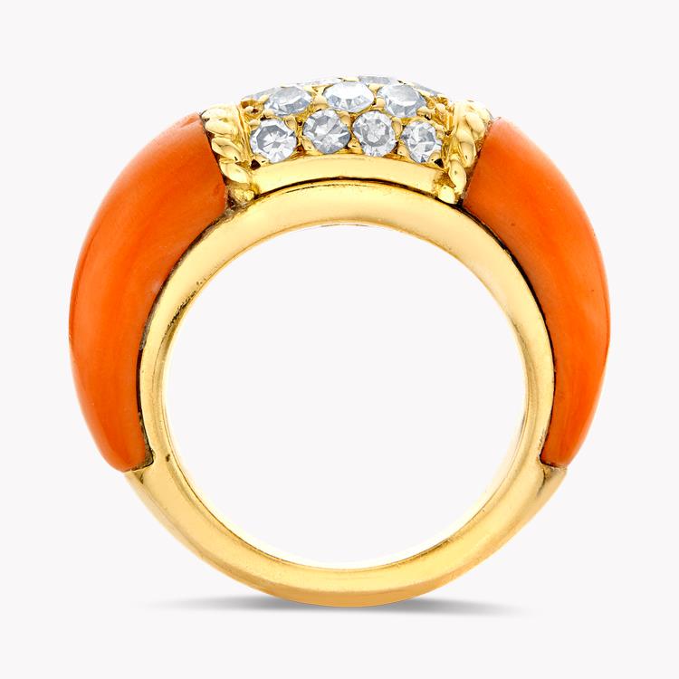 Van Cleef & Arpels Coral and Diamond Philippine Ring in 18ct Yellow Gold Brilliant cut, Claw set_3