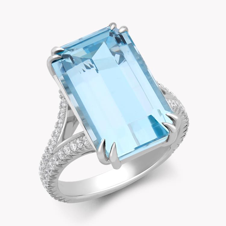 Aquamarine & Diamond Cocktail Ring  9.44ct in Platinum Emerald & Brilliant Cut, Claw Set_1