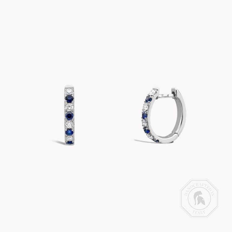 Sapphire & Diamond Half Hoop Earrings Brilliant Cut Claw Set_1