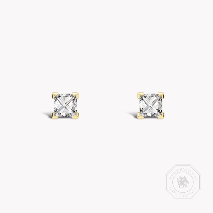 RockChic Diamond Solitaire Earrings Princess Cut, Claw Set_1